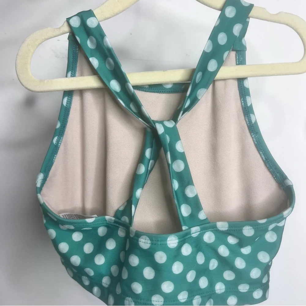 Tea Collection Polka Dot Tankini Swim Set 2 Piece Green White